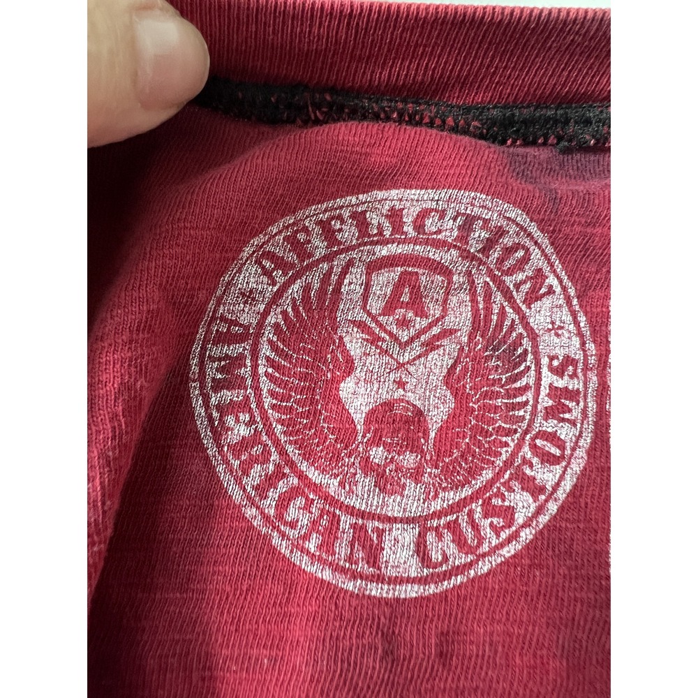 Affliction Long Sleeve Shirt Men XL Red American Customs Skull Graphic Y2K Biker - Picture 5 of 8